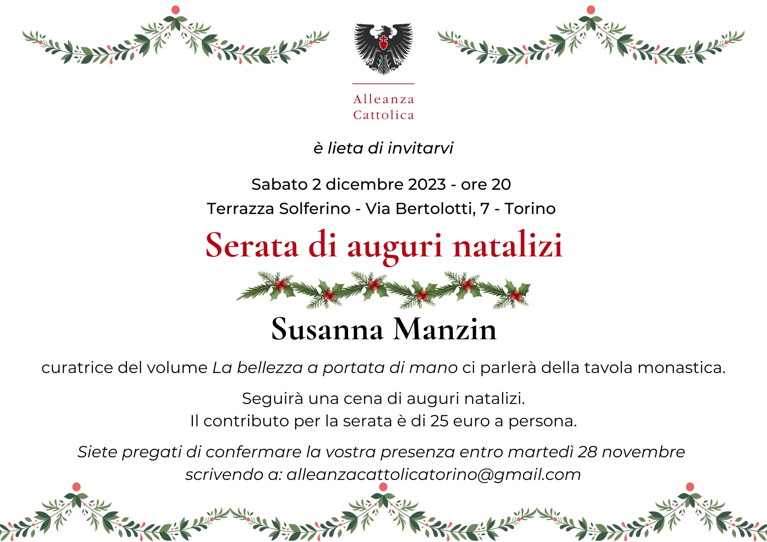 Invito cena auguri natalizi a Torino