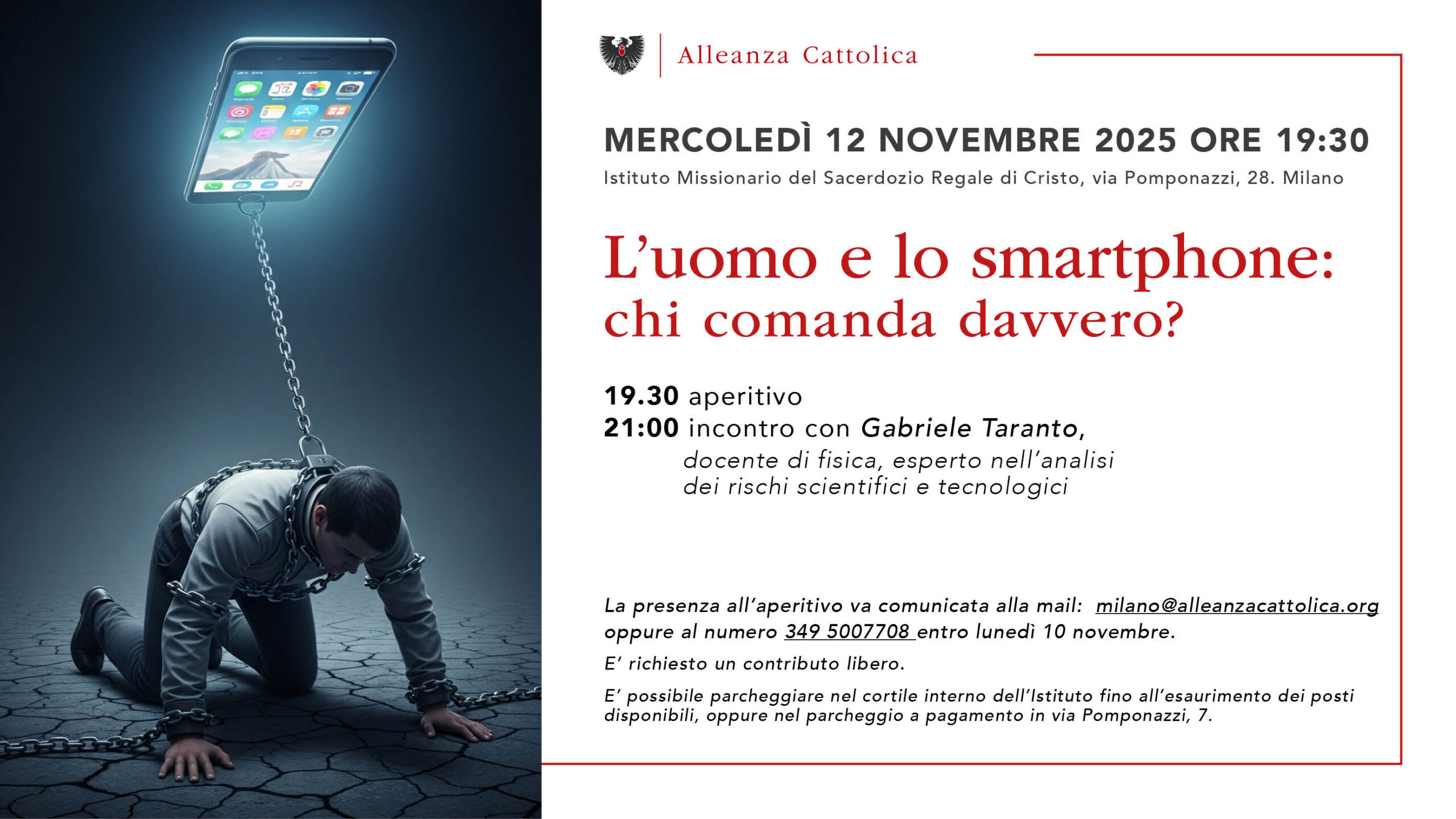 ore 19:00 Aperitivo - incontro con Gabriele Taranto, docente di fisica, esperto nell’analisi dei rischi scientifici e tecnologici.