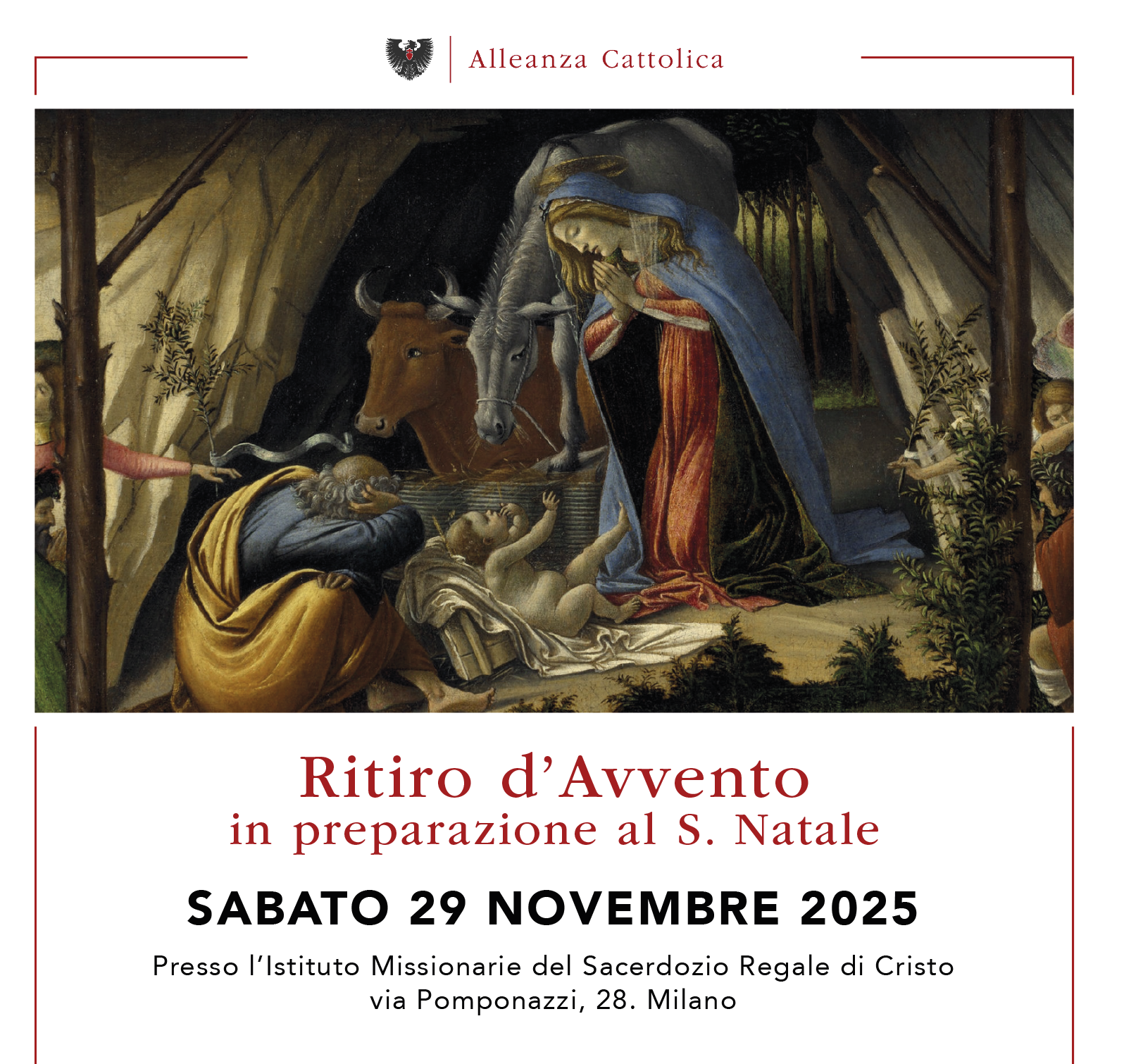 Ritiro d’Avvento in preparazione al S. Natale SABATO 29 NOVEMBRE 2025